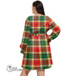 1stScotland Women's Clothing - Home Modern Clan Tartan Crest Women's V-neck Dress With Waistband A7