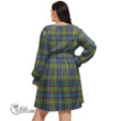 1stScotland Women's Clothing - Napier Ancient Clan Tartan Crest Women's V-neck Dress With Waistband A7