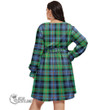 1stScotland Women's Clothing - Urquhart Broad Red Ancient Clan Tartan Crest Women's V-neck Dress With Waistband A7