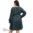 1stScotland Women's Clothing - Smith Modern Tartan Women's V-neck Dress With Waistband A7