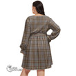 1stScotland Women's Clothing - MacIntyre Hunting Weathered Tartan Women's V-neck Dress With Waistband A7