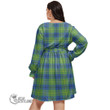 1stScotland Women's Clothing - MacDonald of the Isles Hunting Ancient Clan Tartan Crest Women's V-neck Dress With Waistband A7