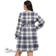 1stScotland Women's Clothing - Livingstone Modern Clan Tartan Crest Women's V-neck Dress With Waistband A7