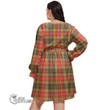 1stScotland Women's Clothing - Campbell Argyll Weathered Clan Tartan Crest Women's V-neck Dress With Waistband A7