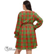 1stScotland Women's Clothing - MacPherson Dress Modern Clan Tartan Crest Women's V-neck Dress With Waistband A7