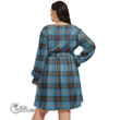 1stScotland Women's Clothing - Baillie Modern Clan Tartan Crest Women's V-neck Dress With Waistband A7