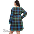 1stScotland Women's Clothing - Lennox Modern Clan Tartan Crest Women's V-neck Dress With Waistband A7