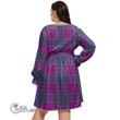 1stScotland Women's Clothing - Wardlaw Modern Tartan Women's V-neck Dress With Waistband A7