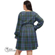 1stScotland Women's Clothing - MacInnes Modern Tartan Women's V-neck Dress With Waistband A7