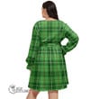 1stScotland Women's Clothing - Henderson Modern Clan Tartan Crest Women's V-neck Dress With Waistband A7