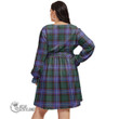 1stScotland Women's Clothing - MacArthur Modern Clan Tartan Crest Women's V-neck Dress With Waistband A7