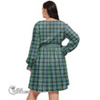 1stScotland Women's Clothing - Stewart Hunting Modern Clan Tartan Crest Women's V-neck Dress With Waistband A7