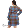 1stScotland Women's Clothing - Armstrong Ancient Clan Tartan Crest Women's V-neck Dress With Waistband A7