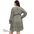 1stScotland Women's Clothing - Campbell Modern Clan Tartan Crest Women's V-neck Dress With Waistband A7