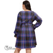 1stScotland Women's Clothing - Galbraith Modern Clan Tartan Crest Women's V-neck Dress With Waistband A7