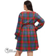 1stScotland Women's Clothing - Sinclair Ancient Clan Tartan Crest Women's V-neck Dress With Waistband A7
