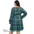 1stScotland Women's Clothing - Hunter Ancient Clan Tartan Crest Women's V-neck Dress With Waistband A7