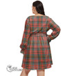 1stScotland Women's Clothing - MacPherson Weathered Tartan Women's V-neck Dress With Waistband A7