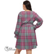 1stScotland Women's Clothing - Crawford Ancient Tartan Women's V-neck Dress With Waistband A7