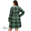 1stScotland Women's Clothing - Wallace Hunting Ancient Tartan Women's V-neck Dress With Waistband A7