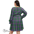 1stScotland Women's Clothing - MacIntyre Hunting Weathered Clan Tartan Crest Women's V-neck Dress With Waistband A7