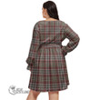 1stScotland Women's Clothing - Wishart Hunting Modern Clan Tartan Crest Women's V-neck Dress With Waistband A7