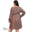 1stScotland Women's Clothing - MacMillan Clan Clan Tartan Crest Women's V-neck Dress With Waistband A7