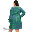 1stScotland Women's Clothing - MacDonald Lord of the Isles Hunting Clan Tartan Crest Women's V-neck Dress With Waistband A7