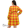 1stScotland Women's Clothing - MacMillan Clan Tartan Women's V-neck Dress With Waistband A7