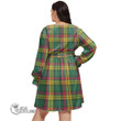 1stScotland Women's Clothing - MacMillan Old Ancient Tartan Women's V-neck Dress With Waistband A7