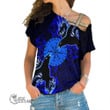 1stScotland Clothing - Viking Raven and Compass - Blue Version - One Shoulder Shirt A95 | 1stScotland