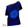1stScotland Clothing - Viking Raven and Compass - Blue Version - Off Shoulder T-Shirt A95 | 1stScotland