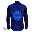 1stScotland Clothing - Viking Raven and Compass - Blue Version - Long Sleeve Button Shirt A95 | 1stScotland