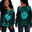 1stScotland Clothing - Viking Raven and Compass - Cyan Version - Off Shoulder Sweaters A95 | 1stScotland