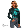 1stScotland Clothing - Viking Raven and Compass - Cyan Version - Women's Stretchable Turtleneck Top A95 | 1stScotland