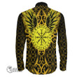 1stScotland Clothing - Viking Raven and Compass - Gold Version - Long Sleeve Button Shirt A95 | 1stScotland