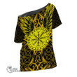 1stScotland Clothing - Viking Raven and Compass - Gold Version - Off Shoulder T-Shirt A95 | 1stScotland