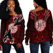 1stScotland Clothing - Viking Raven and Compass - Red Version - Off Shoulder Sweaters A95 | 1stScotland