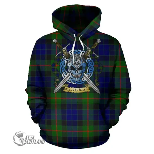 1stScotland - Gunn Modern Tartan Hoodie Celtic Scottish Warrior A79