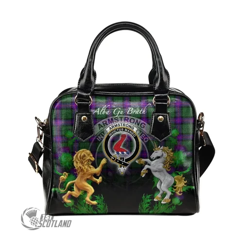 1stScotland Bag - Scottish Tartan Handbag, Armstrong Modern Lion Unicorn Thistle Scottish Shoulder Handbag A30