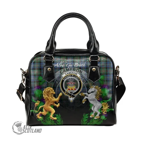 1stScotland Bag - Scottish Tartan Handbag, Cameron of Erracht Ancient Lion Unicorn Thistle Scottish Shoulder Handbag A30