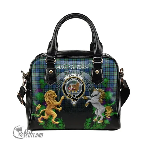1stScotland Bag - Scottish Tartan Handbag, Baillie Ancient Lion Unicorn Thistle Scottish Shoulder Handbag A30