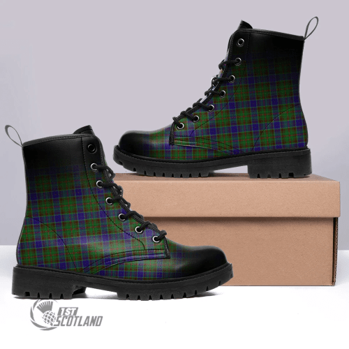 1stScotland Boots - Adam Tartan Leather Boots Multi Black A7