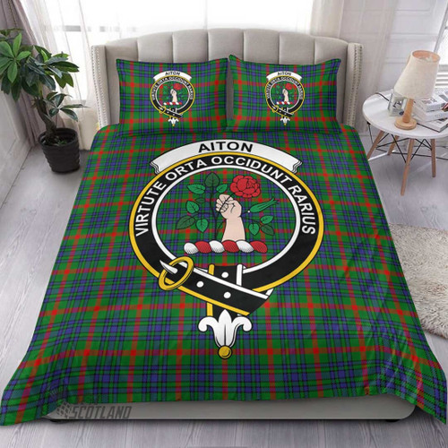 1stScotland Duvet Cover - Aiton Clan Tartan Crest Bedding Set A7
