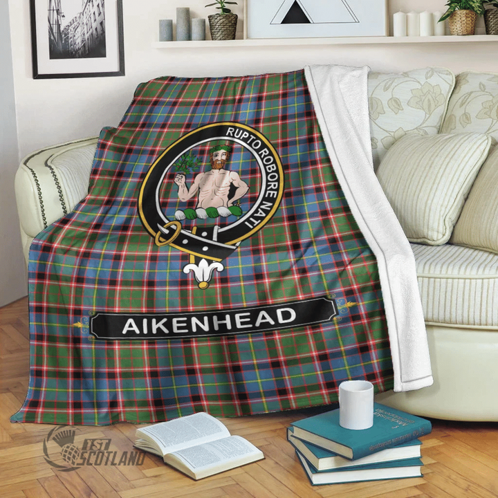 1stScotland Premium Blanket - Aikenhead Tartan Crest Blanket A7 | 1stScotland.com