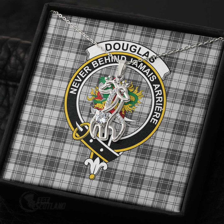 1stScotland Jewelry - Douglas Grey Modern Clan Tartan Crest Graceful Love Giraffe Necklace A7 |  1stScotland