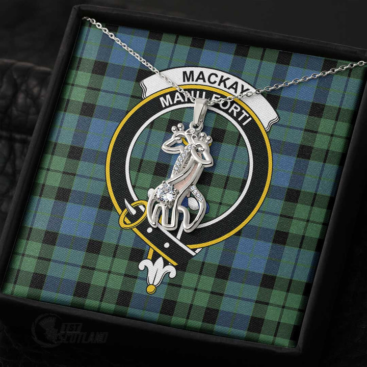 1stScotland Jewelry - MacKay Ancient Clan Tartan Crest Graceful Love Giraffe Necklace A7 |  1stScotland
