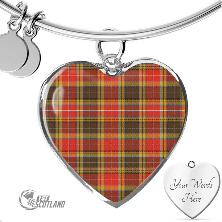 1stScotland Jewelry - Buchanan Old Set Weathered Tartan Heart Bangle A7 | 1stScotland