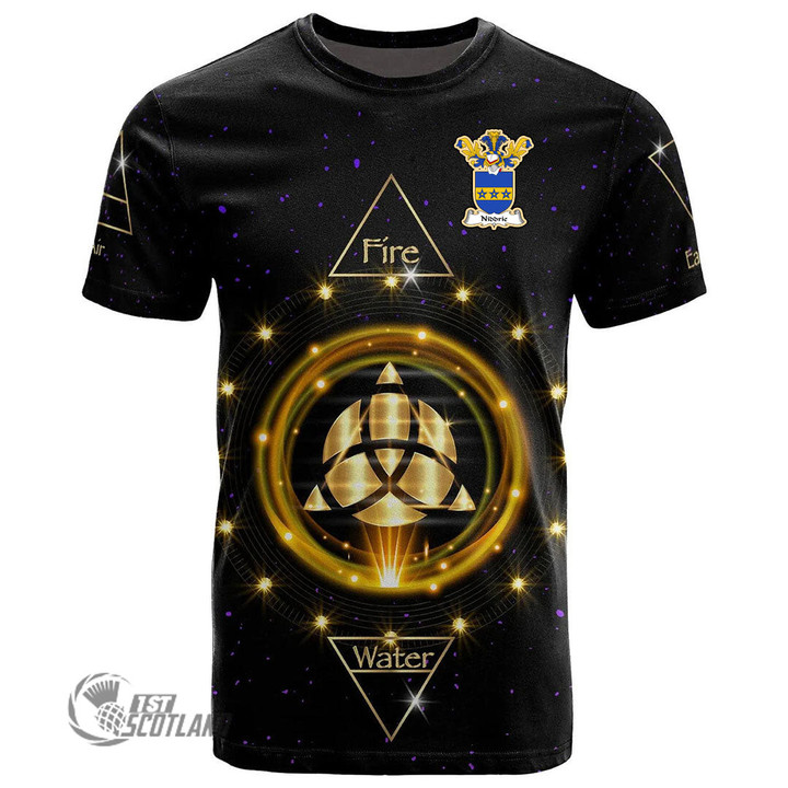 1stScotland Tee - Niddrie Family Crest T-Shirt - Celtic Wiccan Fire Earth Water Air A7 | 1stScotland