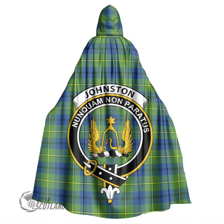 1stScotland Clothing - Johnston Ancient Clan Tartan Crest Unisex Hooded Cloak A7 | 1stScotland